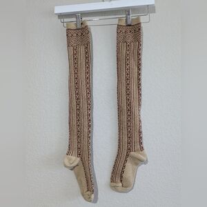 Free People Over The Knee Thigh High Fairisle Diamond Stripe Knit Cozy Soft Sock